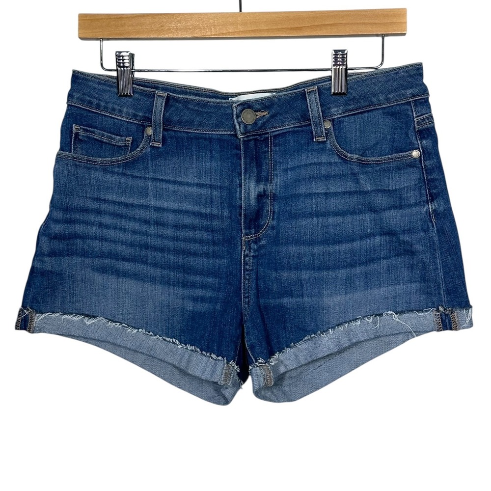 PAIGE‎ Jimmy Jimmy Short Dillian Blue Denim Raw Cuff Shorts Size 29 WJ435